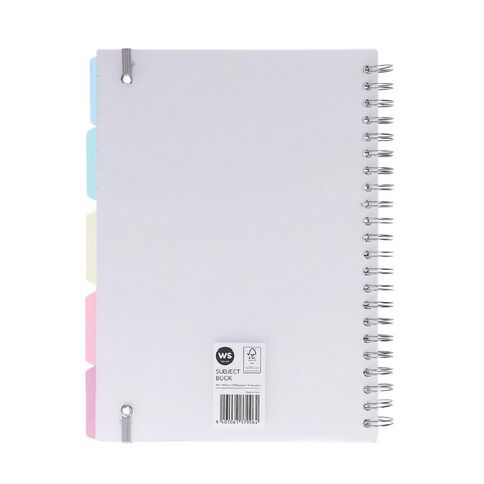 WS Subject Book with 5 Dividers 7mm Ruled White A4