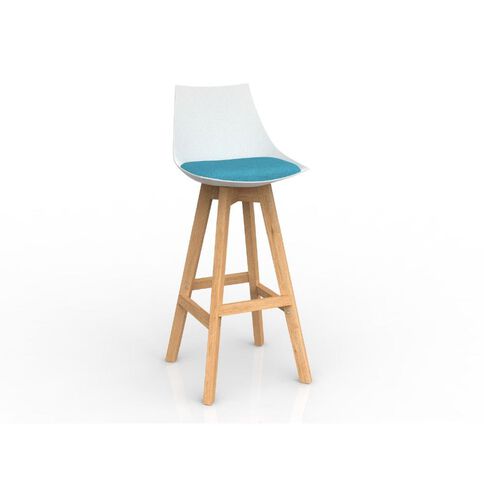 Luna White Ice Oak Base Barstool Blue Mid