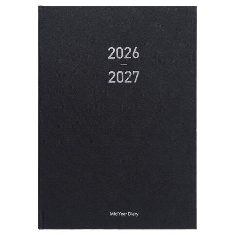 WS Mid Year Diary Black Week To View A4 26-27