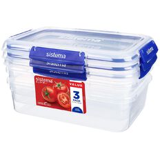 Sistema Klip It Plus Rectangular Container 3 Pack Assorted 2.2L