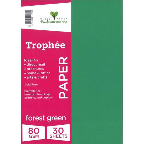 Trophee Paper 80gsm 30 Pack Forest Green A4