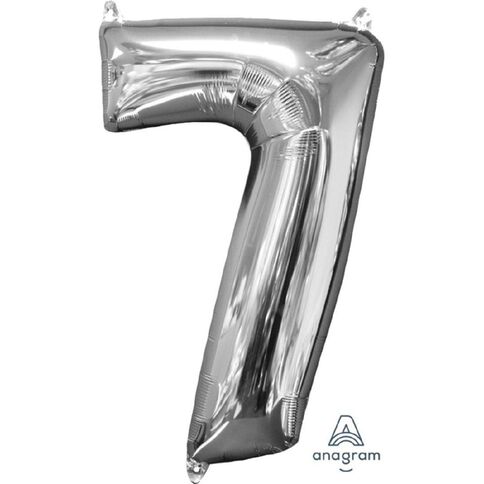 Amscan Mid-Size Shape Silver Numeral 7