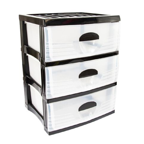 Taurus Storage Drawers A2 Black 3 Tier