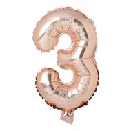 Artwrap Party Foil Balloon Number 3 Rose Gold 35cm
