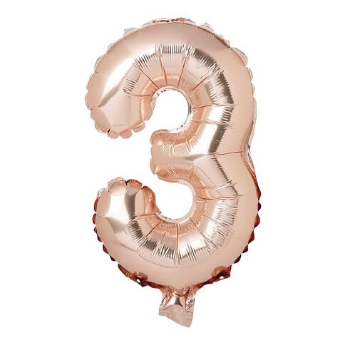 Artwrap Party Foil Balloon Number 3 Rose Gold 35cm