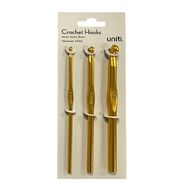 Uniti Aluminium Crochet Hooks 4mm 6mm 8mm 13.5cm Grey Mid 3 Pack
