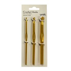 Uniti Aluminium Crochet Hooks 4mm 6mm 8mm 13.5cm Grey Mid 3 Pack