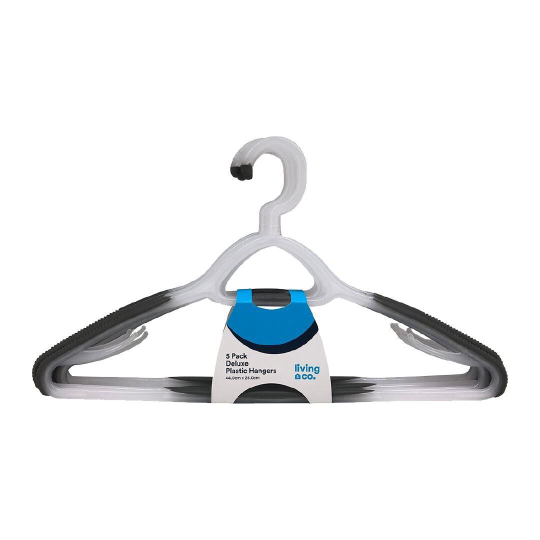 Living Co Coat Hangers Rubber Grip Plastic White 5 Pack