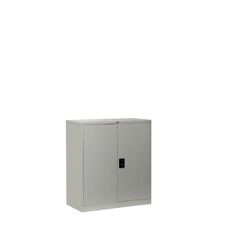 Workspace Cupboard Small Metal 2 Shelves Silver