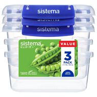 Sistema Klip It Plus Square 3 Pack Assorted 1.15L