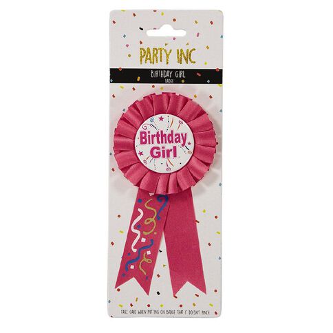 Party Inc Birthday Badge 15cm Pink Mid