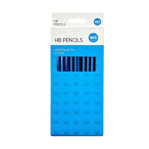 WS HB Pencil with Eraser Tip Black 12 Pack