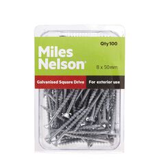 Miles Nelson Galvanised Square Drive Screws 8mm x 50mm