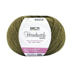 Birch 100% Handwash Wool 50G Khaki
