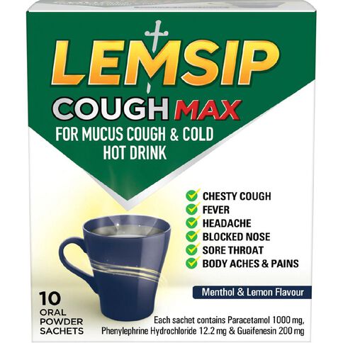 Lemsip Mucus Cough & Cold Hot Drink Menthol & Lemon 10ea