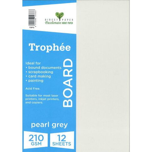Trophee Board 210gsm 12 Pack Pearl Grey A4