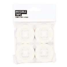 Invisible Tape Refill 12mm x 25m 4 Pack Clear