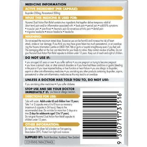 Nuromol Dual Action Liquid Pain Relief Capsules 10Ea