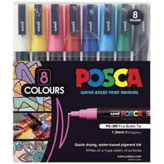 Uni Posca Marker 0.9-1.3mm Asst 8 Pack Assorted