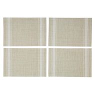 Living & Co Woven Placemat With White Stripe 4 Pack Natural 30cm x 40cm