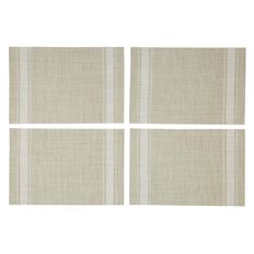 Living & Co Woven Placemat With White Stripe 4 Pack Natural 30cm x 40cm
