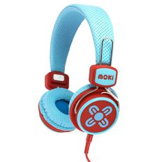 Moki Kids' Safe Volume Limited Wired In Ear Headphones Blue/Red