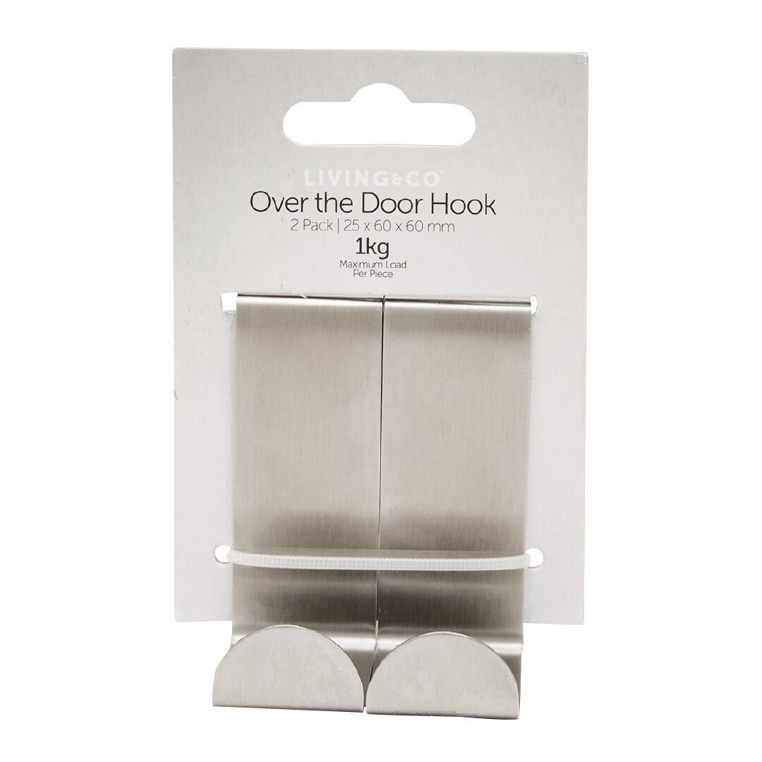 Living Co Over the Door Hooks Silver 2 Pack Warehouse