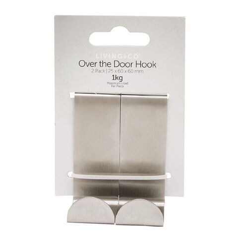 Living & Co Over the Door Hooks Silver 2 Pack