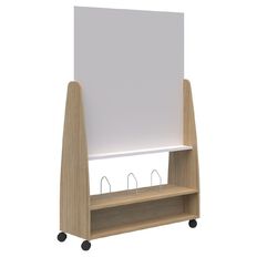 Move Mobile Whiteboard Open Shelf Classic Oak 1912x1220