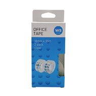 WS Office Tape 18mm x 33m Clear 2 Pack