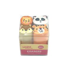 Uniti Kids Animal Erasers 4 Pack