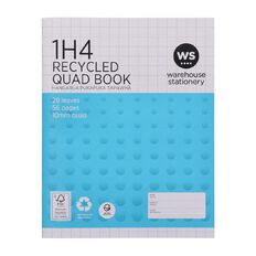 WS Exercise Book 1H4 10mm Quad 28 Leaf Blue Mid