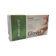 Maxcare Powder Free Multi Purpose Vinyl Gloves Clear 100 Pack Large