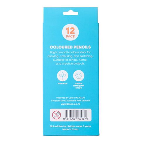 Jasart Coloured Pencils Multi-Coloured 12 Pack