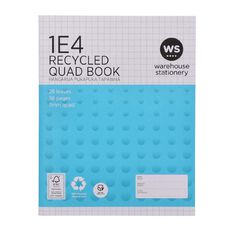 WS Exercise Book 1E4 7mm Quad 28 Leaf Blue Mid