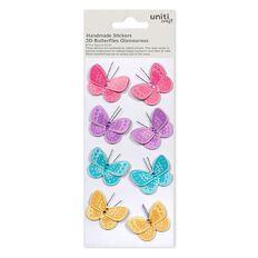 Handmade Sticker Glamorous Butterflies Citrus Orchid 8pc