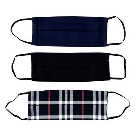 Anna Stretton Anna Stretton Men's Dual Layer Fabric Face Mask 3 Pack