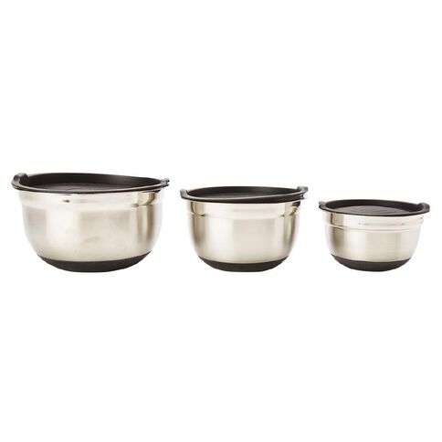 Living & Co Mixing Bowls with Lids Stainless Steel 3 Piece