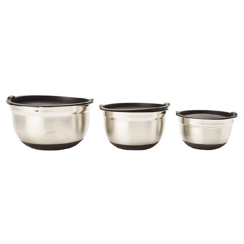 Living & Co Stainless Steel Mixing Bowls with Lids 3 Piece