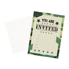Party Inc Camo Invitations with Envelopes 17.5cm x 12.5cm 8 Pack