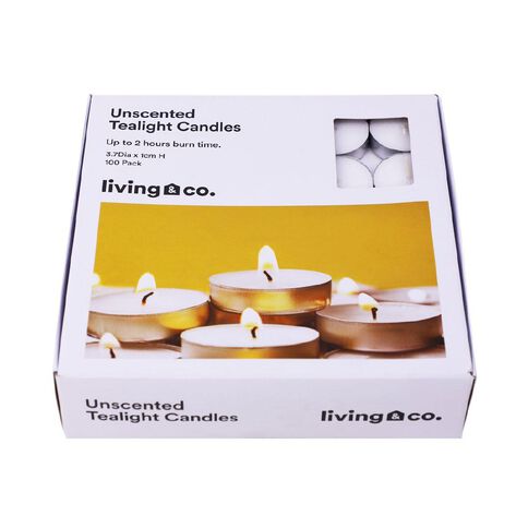 Living & Co Unscented Tealight Candles 100 Pack White