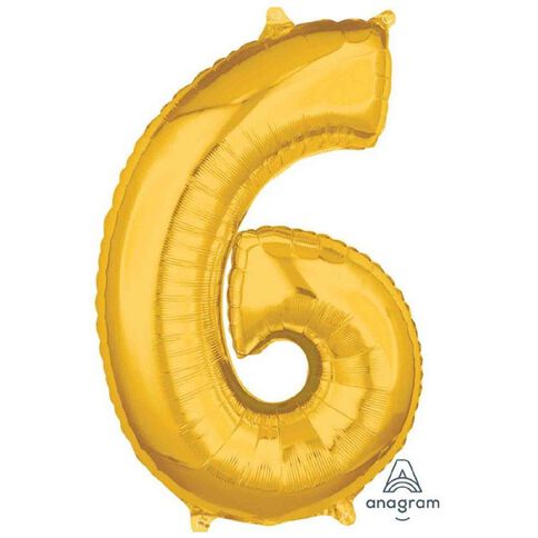 Amscan Mid-Size Shape Gold Numeral 6