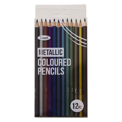 Jasart Metallic Coloured Pencils 12 Pack Warehouse Stationery Nz