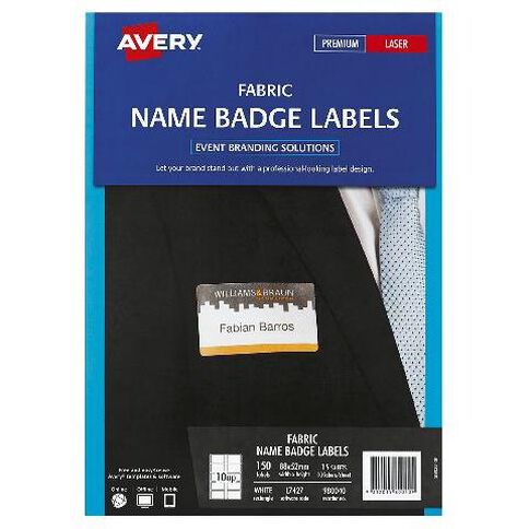 Avery Fabric Name Badge Laser Labels | Warehouse Stationery, NZ