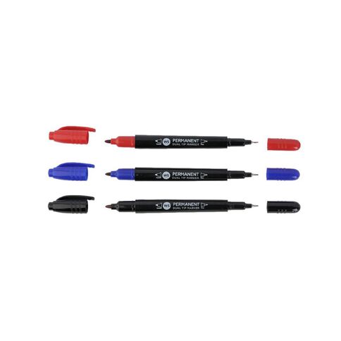 WS Permanent Marker Twin Tip 3 Pack