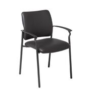 Eden Polo Chair Four leg Black Frame with Arms Black Vinyl