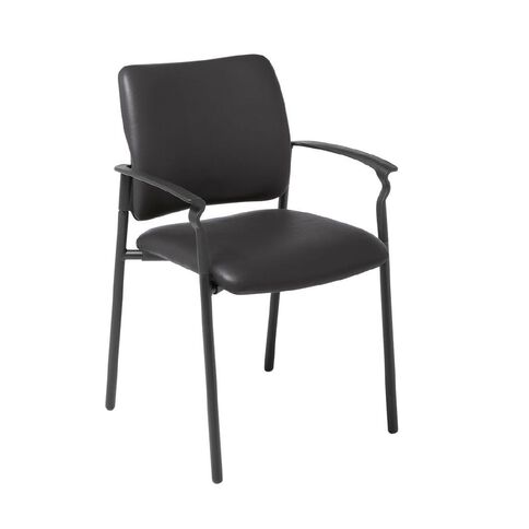 Eden Polo Chair Four leg Black Frame with Arms Black Vinyl