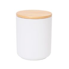 Living & Co Ceramic Canister with Bamboo Lid Cream 13cm