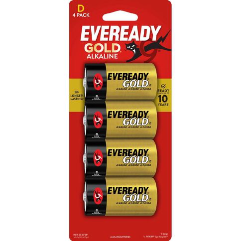 Eveready Gold Alkaline Batteries D 4 Pack
