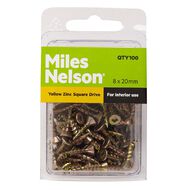 Miles Nelson Yellow Zinc Square Drive Screws 8mm x 20mm